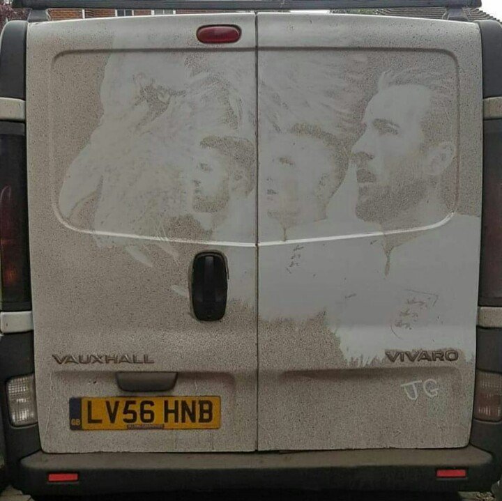 See this done in dirt on a van ... #bbcworldcup #england #creative.