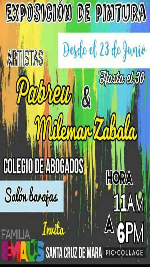 caezulia's tweet image. Invitamos a compartir en familia, la Exposición de Pintura de los artistas Pabreu &amp;amp; Milemar Zabala. Salón Barajas del 23 al 30 de junio.