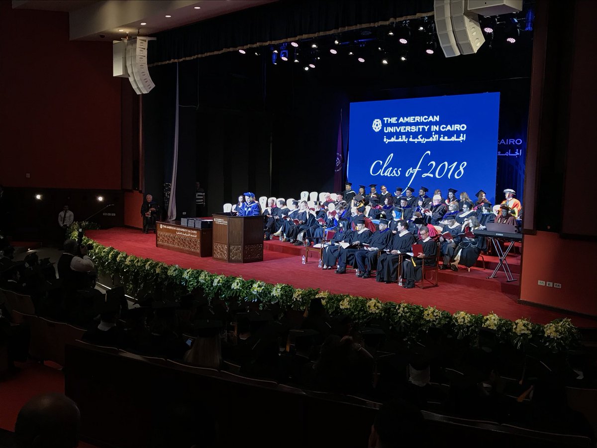AUC's tweet photo. Happening now: 95th Commencement for PhD and Master’s Degrees #AUC2018 https://t.co/nuR5CXecwl