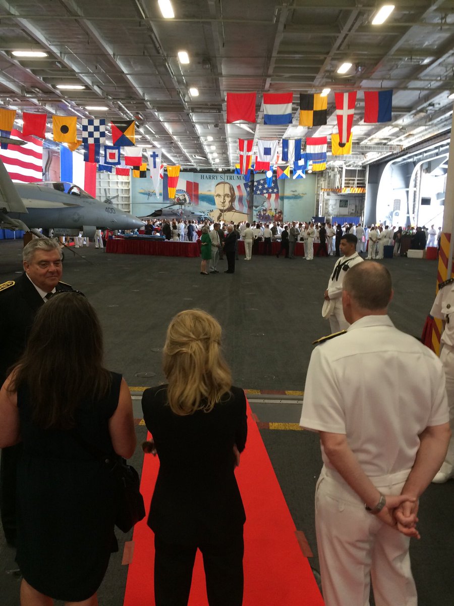 It’s happening! @USAmbFrance has joined @usamarseille and @USSHARRYSTRUMAN Leaders and Warriors for a reception on #CVN75. #WeAreNato #GiveEmHell