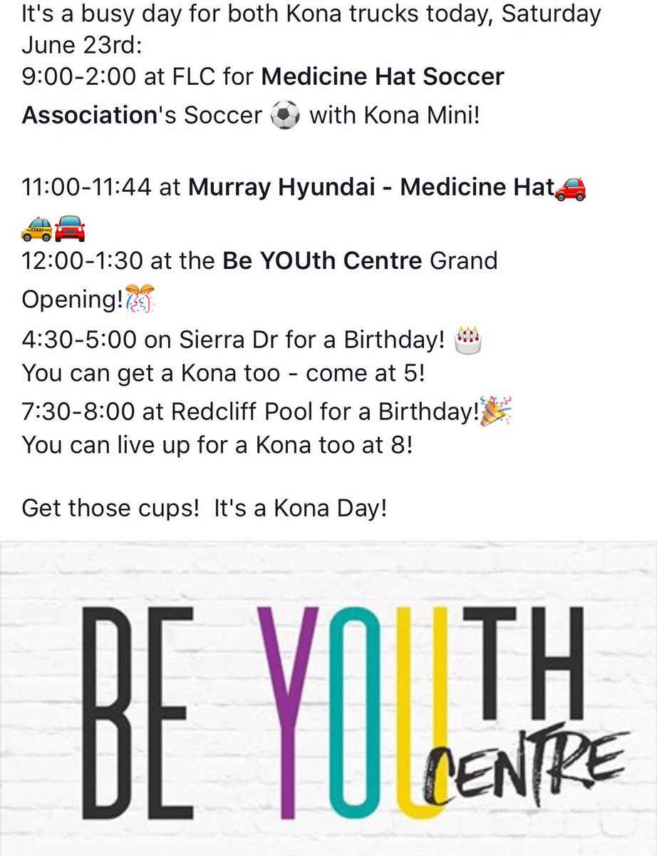 Yes 2 trucks for Kona today!  <a href="/Murray_Hyundai/">Murray Hyundai Medicine Hat</a> &amp; <a href="/BeYOUthCentre/">Be YOUth Centre</a> &amp; <a href="/MHSAsoccer/">Medicine Hat Soccer</a> all get Kona today!
