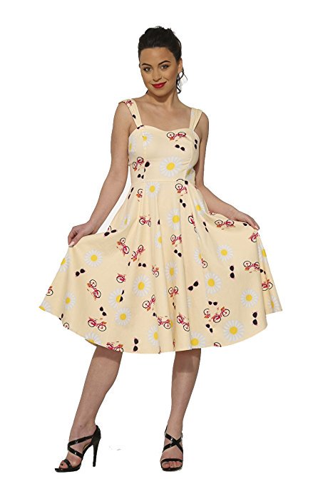 mod_and's tweet image. Hearts &amp;amp; Roses Sunnyside Lane Vintage Style Bicycle Print Sundress #retro #vitagestyle #heartsandroses #dresses Adorable pink sunglasses and pink bicycles with vibrant daisies create this most adorable summer pattern! modandretro.com/hearts-roses-s…