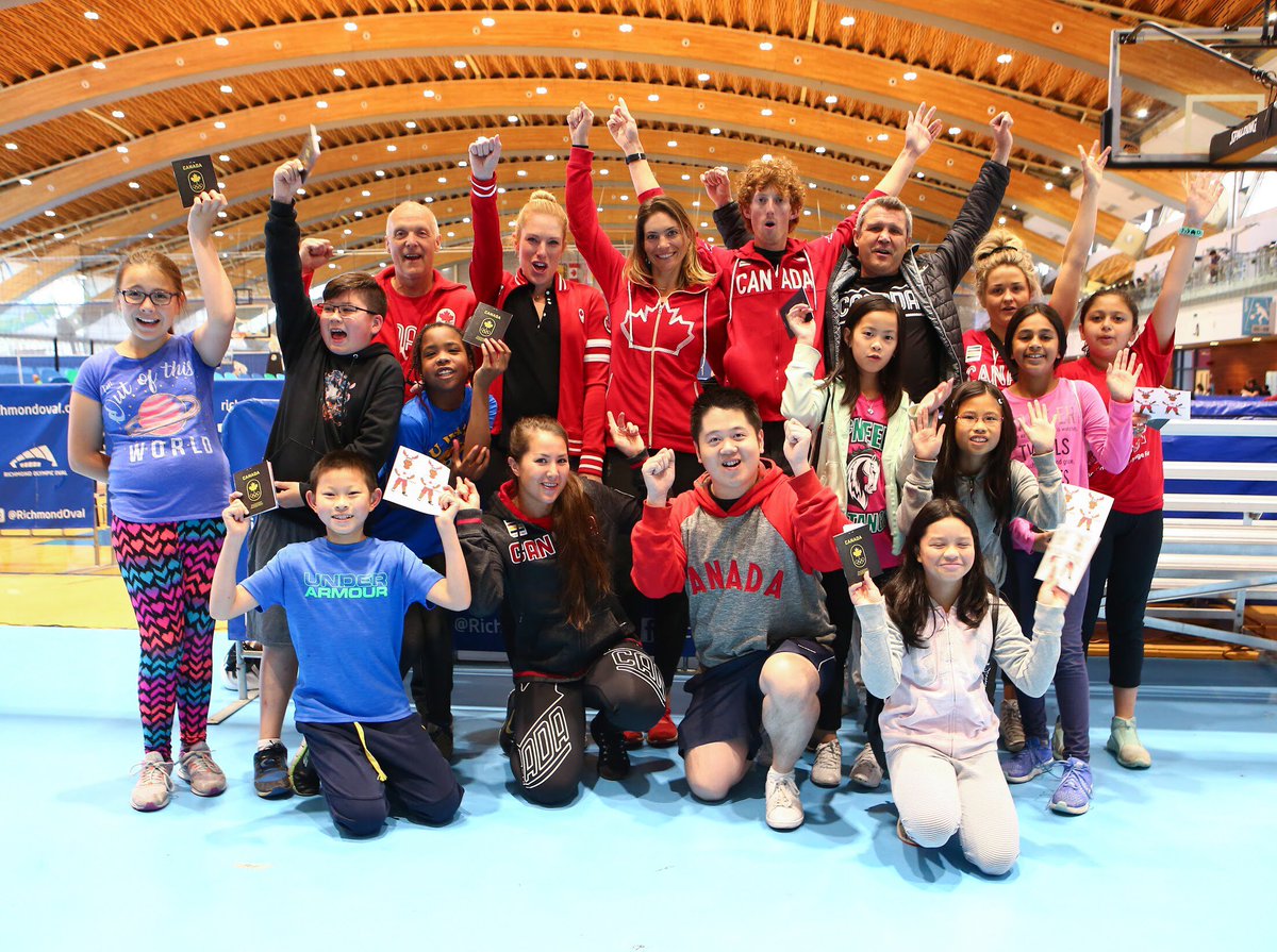 TeamCanada's tweet photo. This year #TeamCanada athletes from coast to coast encouraged the next generation to get active at #OlympicDay events, while spreading the Olympic values of excellence, friendship and respect.

#UnitedBy sport 🙌 https://t.co/DK75Gwz4LE