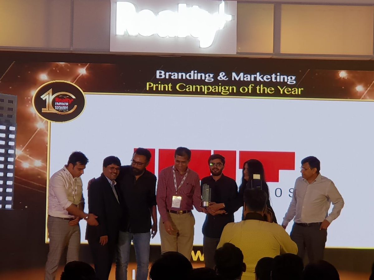 init_asia's tweet photo. Congratulating the entire team of @init_asia on being awarded for the "Print Campaign of the Year" for The Bungalows Ahmedabad on the 10th #RealtyPlus Excellence Awards Gujarat 2018 https://t.co/qNajIukckX