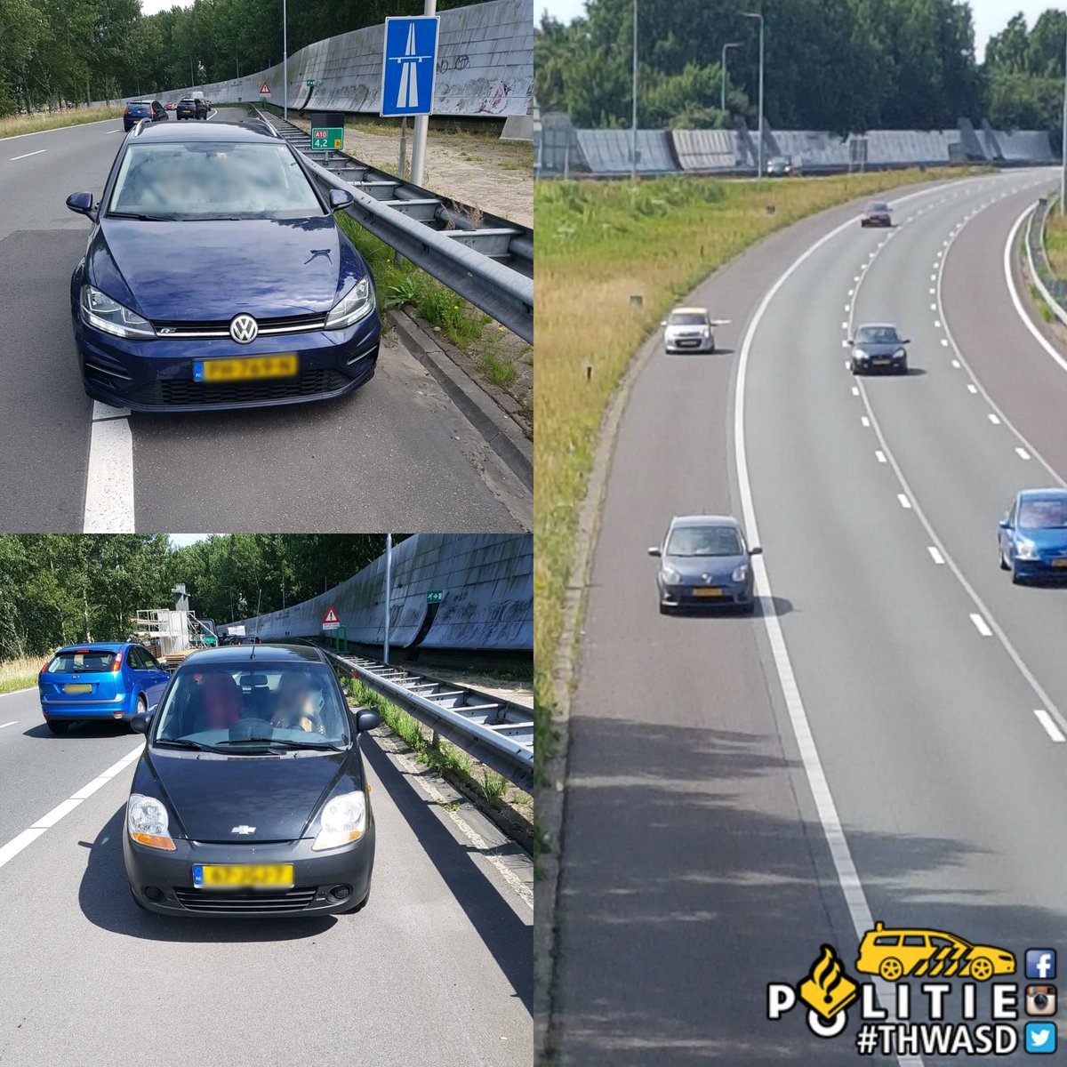 POL_TV_AM's tweet photo. Door werkzaamheden aan de zeeburgertunnel staat er file op de A10 re. Helaas constateren wij dat wegmisbruikers hun eigen regels verzinnen.

-Achteruit op de vluchtstrook naar eerstvolgende afrit.
-Spookrijdend de toerit op.

In korte tijd 2 spookrijders en 5 achteruit rijders. https://t.co/uukCZda9gS