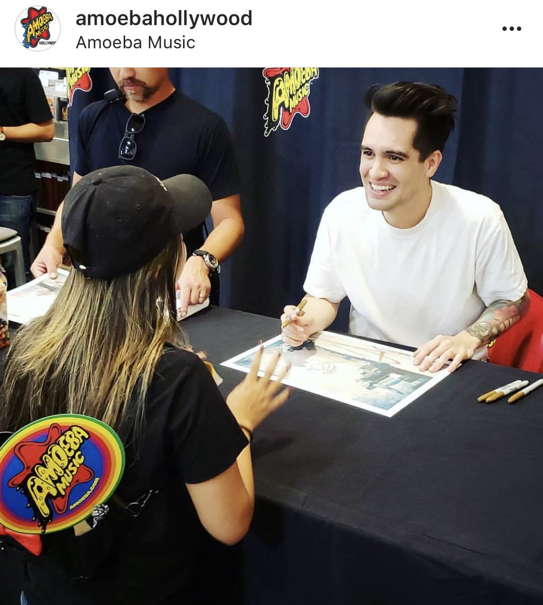 panicupdating's tweet photo. Fans with Brendon yesterday at @amoebamusic! https://t.co/JYdNww7FZW