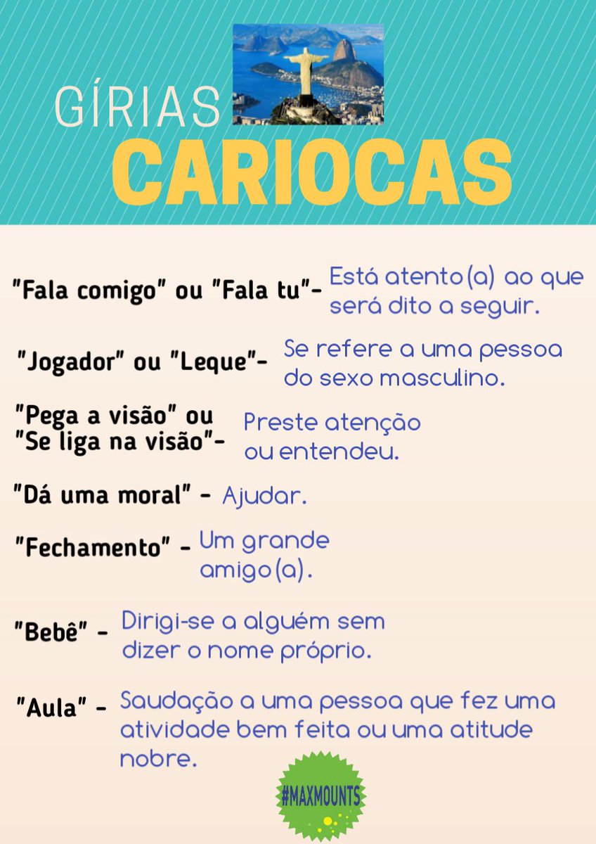 Vocês sabem nome de todas as gírias cariocas que está nessa foto ?? :  r/riodejaneiro