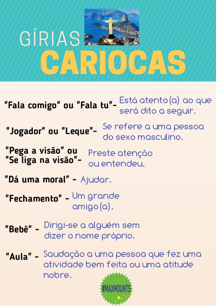 Coice Certo on X: #GíriasCariocas #MaxMounts #gírias #carioquês #carioca  #riodejaneiro #rj #errejota #SabadoDetremuraSDV #SabadoMasterSDV  #SabadoEliteDoSDV #WorldCupRussia2018 #WorldCup  / X