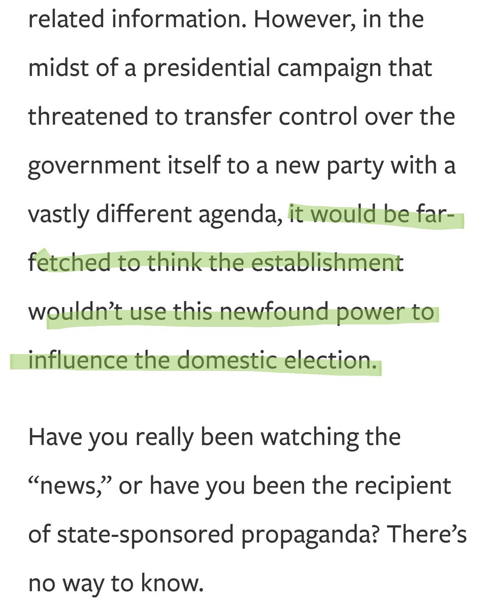 Another COMEY slip up accidentally outed the Obama Admin using a Twitter "Troll Army" to push State Dept. propaganda. [[State Dept. Propaganda]]The BBG was ran by 8 Presidential appointees and the Secretary of the State.Could they effect an election? https://ivn.us/2017/05/03/comey-accidentally-admits-plan-expand-propaganda-programs/