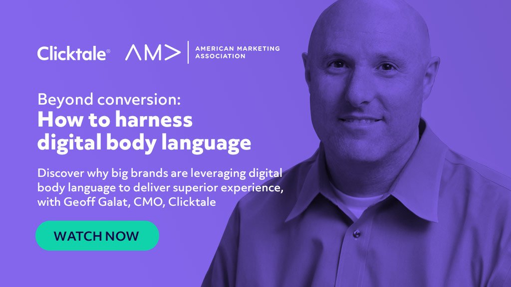 Clicktale's tweet image. Catch up with our @AMA_Marketing webinar on demand #cx #digitalbodylanguage okt.to/UTBL58