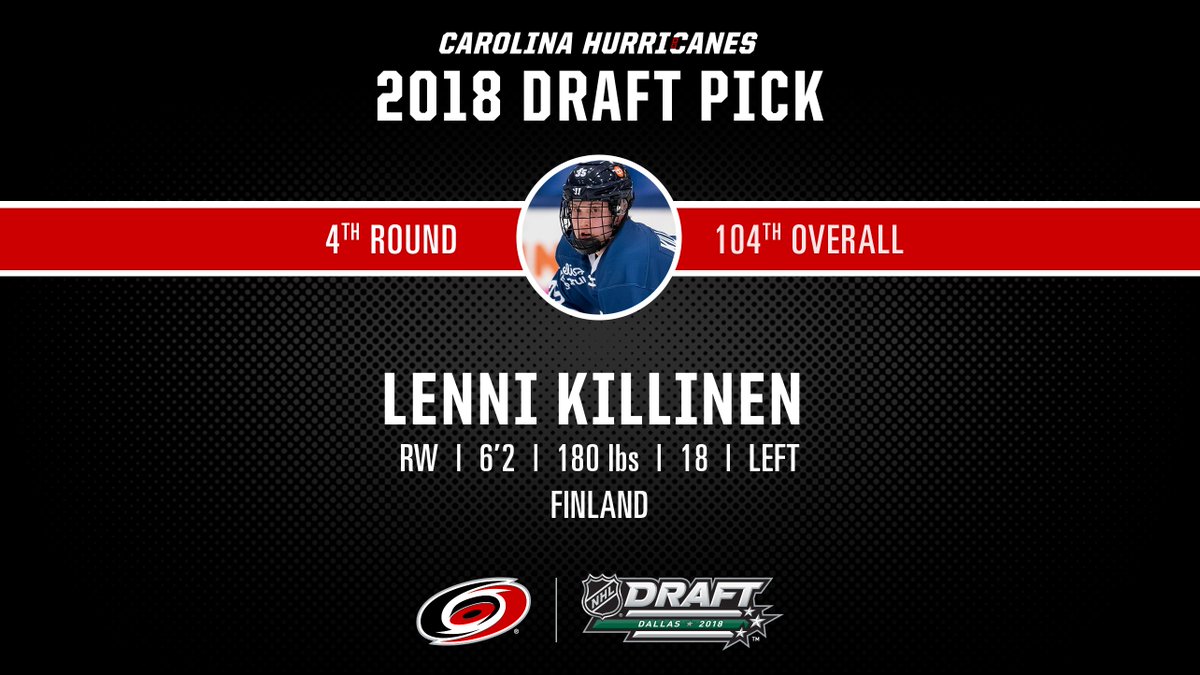 With the 104th pick in the 2018 #NHLDraft, the #Canes select Lenni Killinen!
