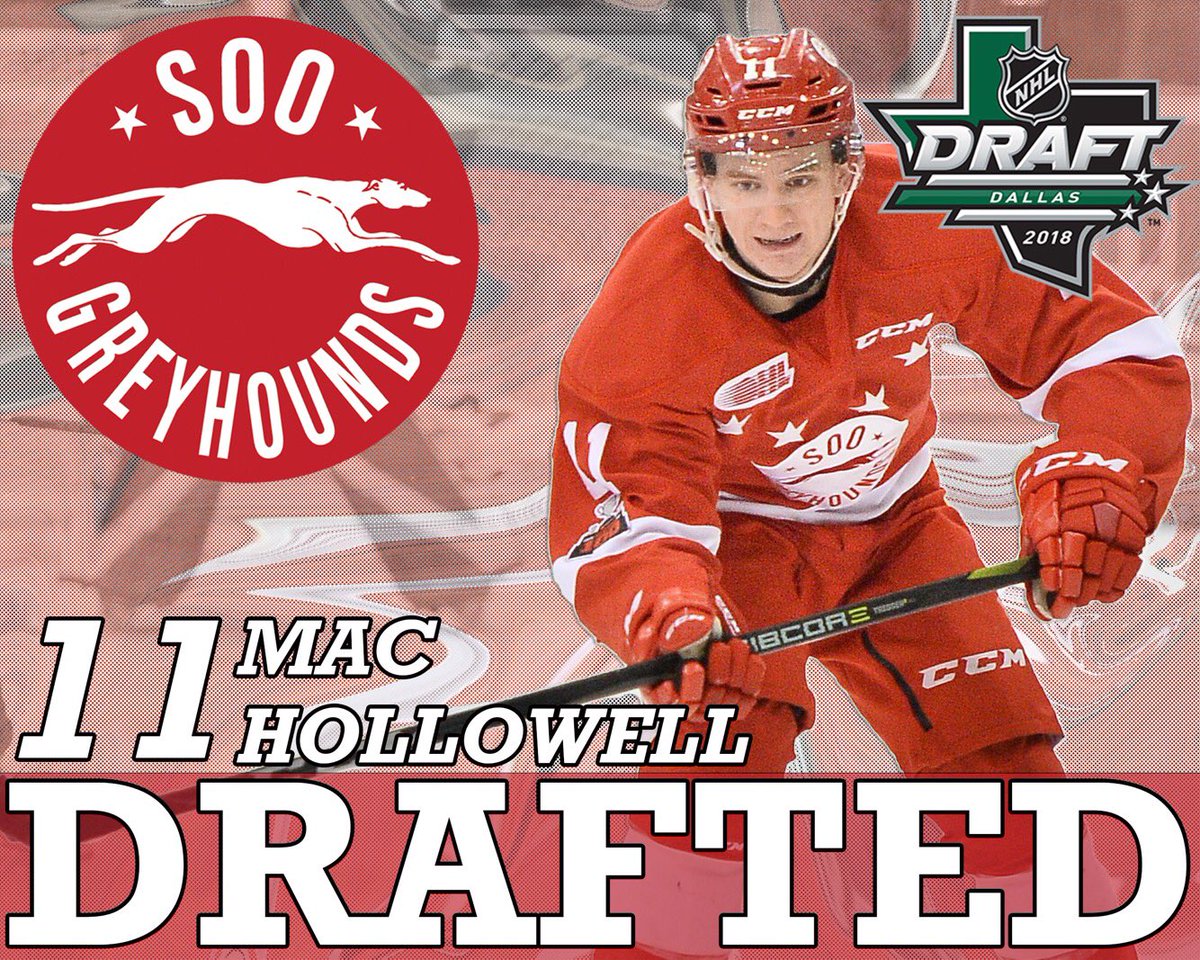 Soo Greyhounds (@ohlhoundpower) on Twitter photo With the 118th pick in the 2018 #NHLDraft, the <a href="/MapleLeafs/">Toronto Maple Leafs</a> select @hollowell44! Congratulations, Mac! With the 118th pick in the 2018 #NHLDraft, the <a href="/MapleLeafs/">Toronto Maple Leafs</a> select @hollowell44! Congratulations, Mac!