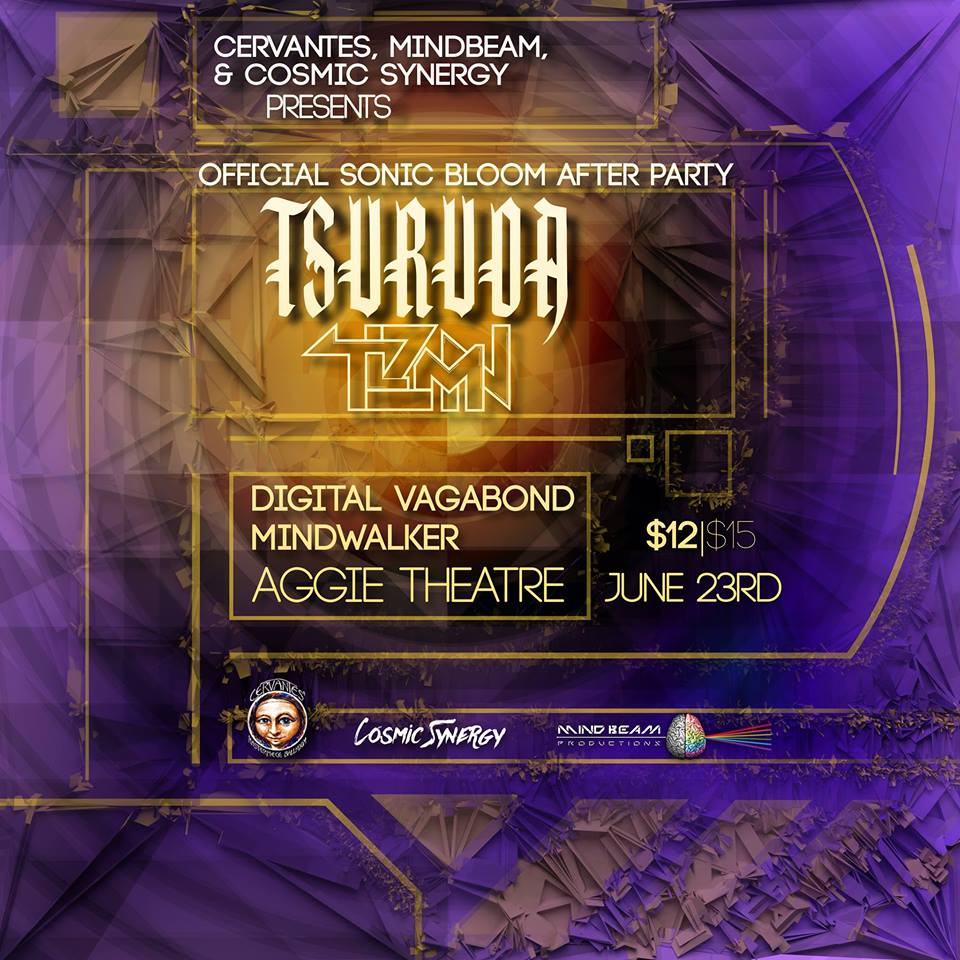 Aggie_Theatre's tweet photo. TONIGHT!
#MindbeamProductions & #CosmicSynergy Present @_TSURUDA_ with @tlzmn, #DigitalVagabond and @mindwalkerbeats - Official #SONICBLOOM After Party at the @Aggie_Theatre. See you there!
Doors: 8:00 PM / Show: 9:00 PM
Tickets: https://t.co/65wrUFWKY9 https://t.co/2xQnvKyRRF