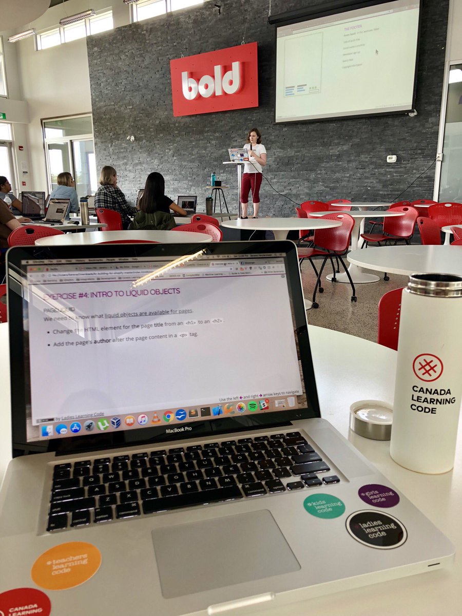 learningcodeywg's tweet image. We’ve had lunch 😋 and are now diving in for the afternoon! The real coding begins shortly now that we have learned a lot about the Shopify interface and tooling. Our fearless leader Brianna is doing great 👏🏻🙌🏻 @learningcodeywg @bold_commerce #codetimegotime #code #shopify