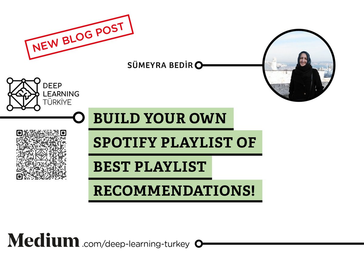 deeplearningtr's tweet image. 🔔NEW BLOG POST: Build Your Own Spotify Playlist of Best Playlist Recommendations with #SpotifyAPI and Machine Learning algorithms.
Written by @s_bedir 
Link: medium.com/deep-learning-…
#ArtificialIntelligence #MachineLearning #DataScience #Spotify #DeepLearningTurkey