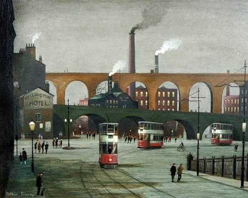 Tunnelbreeze's tweet image. Mersey Square and Stockport Viaduct.
A number 42 Tram. A painting by Arthur Delaney
tunnelbreeze.com
#art #paining #Manchester