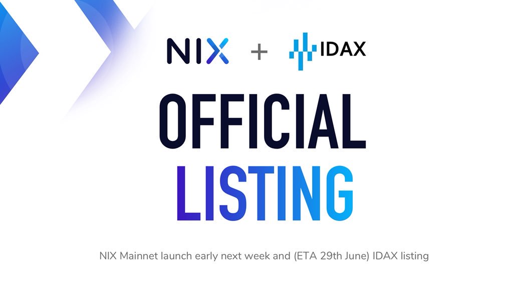 koi_finance's tweet photo. We are glad to say that NIX will be listed on @IDAX11 Exchange (https://t.co/tADJk00awx) come mainnet launch. Official listing date is ETA June 29th. 

Claiming will start this coming week. 

Congratulations! $NIX https://t.co/PnUW2fwgcR