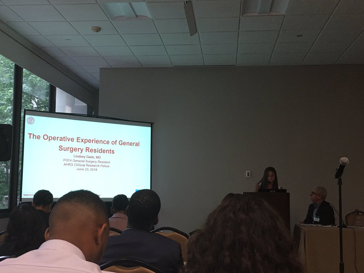 Great talk on the operative experience of general surgery residents by co-fellow <a href="/LindseyGadeMD/">Lindsey Gade</a> #AHRQ Trainee meeting
