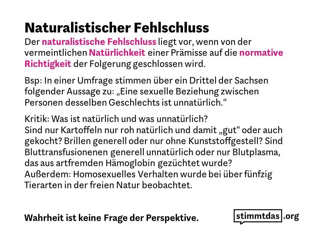 Was ist natürlich und was nicht? Darum geht es heute im #Bullshitlexikon! Oft begegnen wir in Diskussionen Gesprächspartnern, die ihre Argumentation auf den naturalistischen Fehlschluss stützen. Der ist allerdings genau das: Ein Fehlschluss.