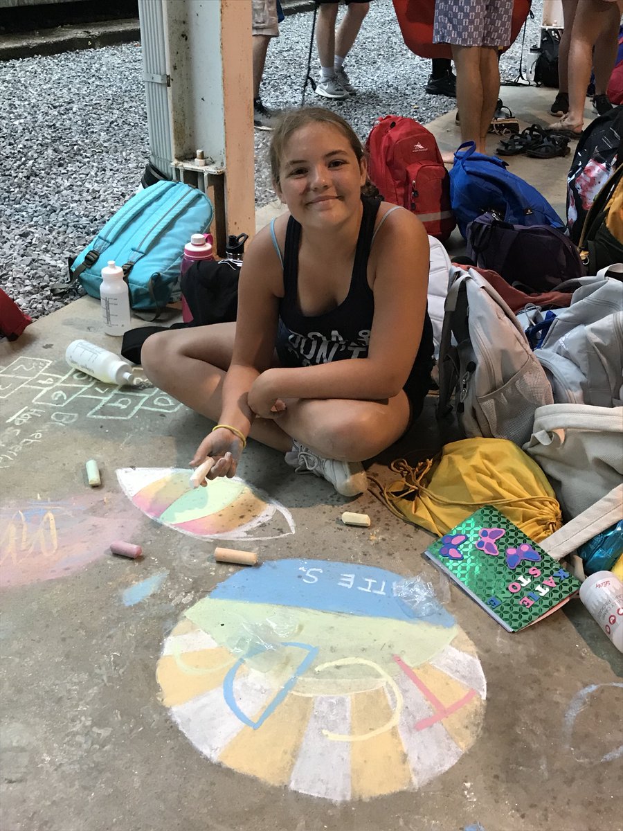 Tcdctype1's tweet photo. Rainy camp days mean four square, sidewalk chalk, and gotcha in the gym. https://t.co/zgP4f11RAT