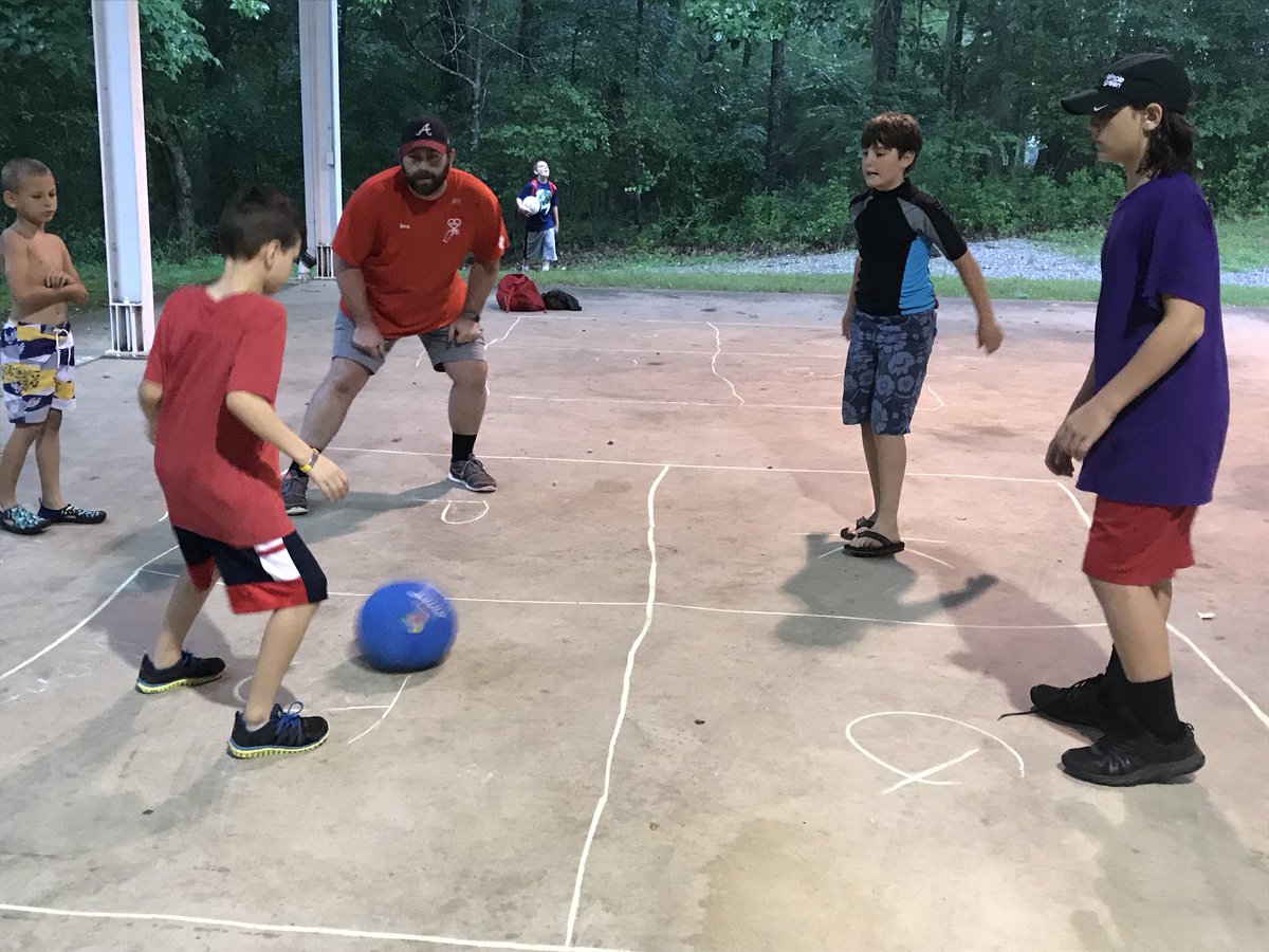 Tcdctype1's tweet photo. Rainy camp days mean four square, sidewalk chalk, and gotcha in the gym. https://t.co/zgP4f11RAT