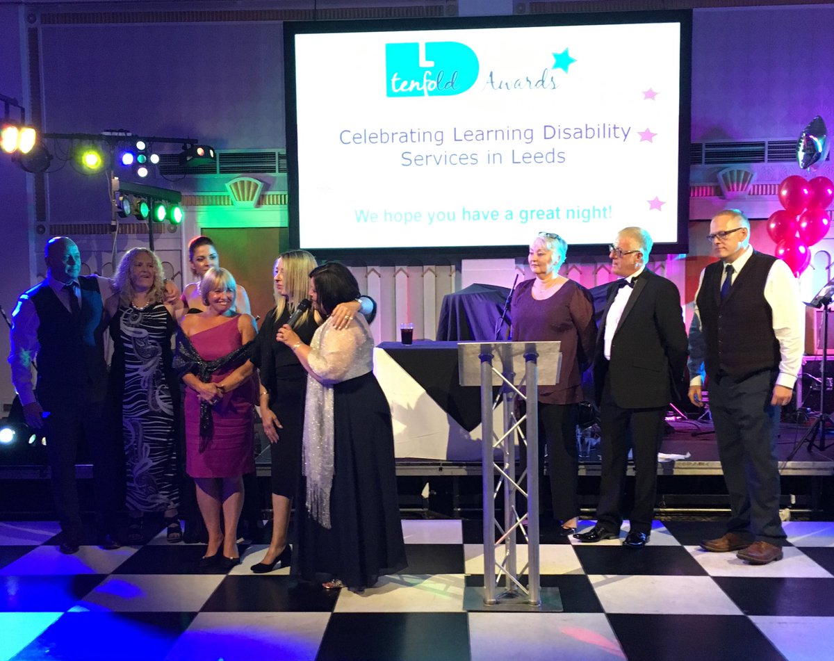 AspireCBS's tweet photo. Delighted to congratulate our very own Bev Bradley-Stone who picked up the #TenfoldAwards trophy for Going the Extra Mile and the Scott Hall Crisis Unit Team for being Highly Commended in the Team of the Year category. #LeedsLDWeek https://t.co/MV22RGGrOD