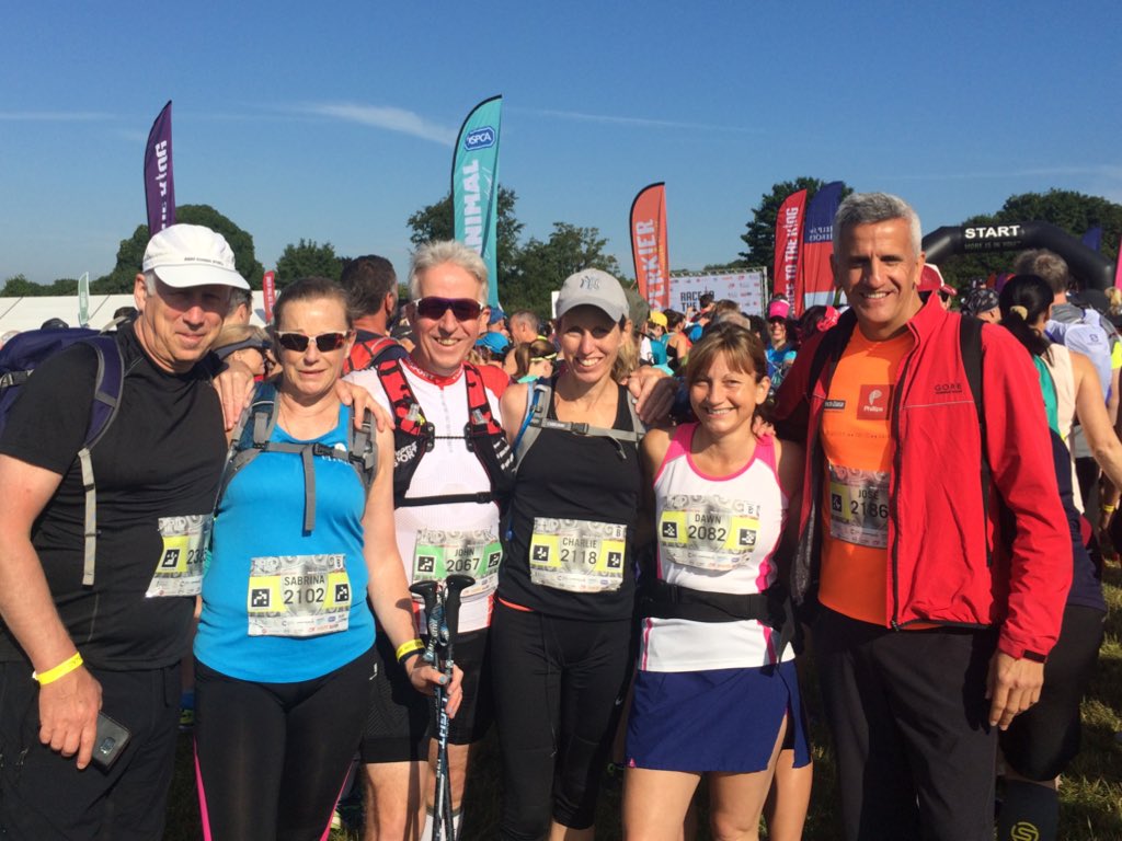 CharlieHell4's tweet photo. Day one done of #rttk2018. The sun shone for us from the start along 23 miles of the #southdownsway. ☀️😎Here’s to 30 miles tomorrow! @RaceToTheKing @sdnpa https://t.co/64mjpl4orO