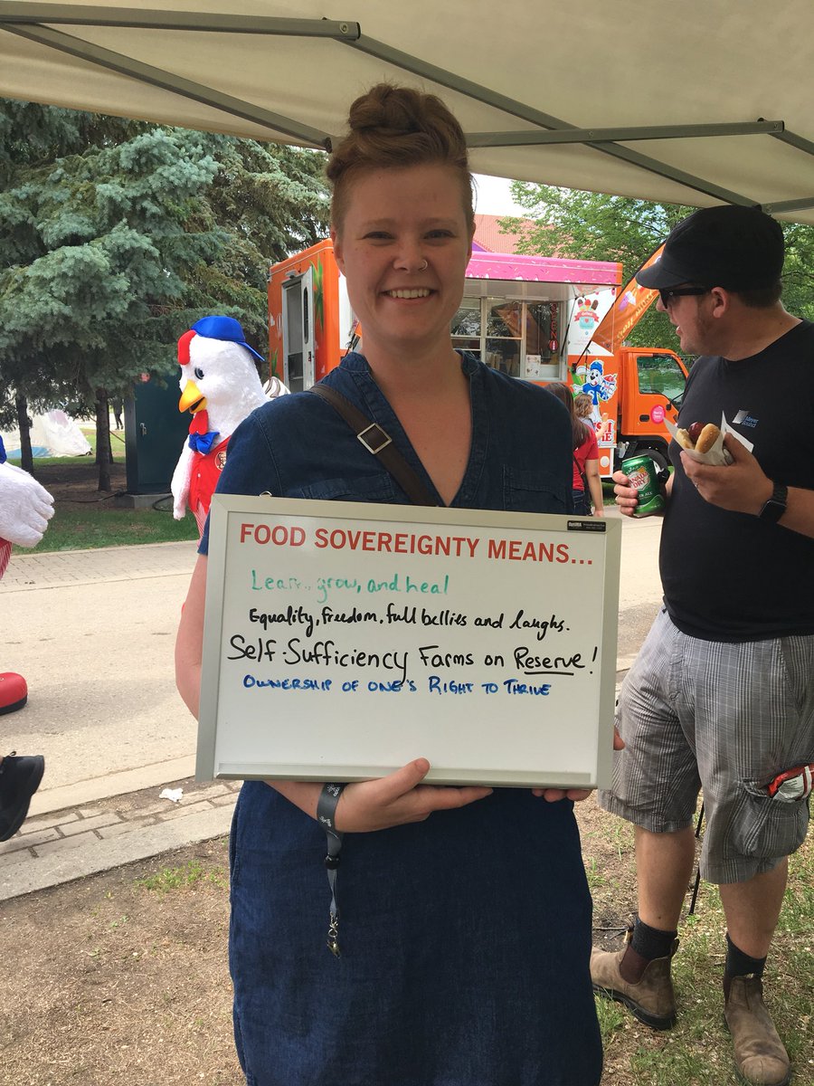kinvia_ca's tweet photo. Food sovereignty means "Ownership of one's right to thrive!" #NationalIndigenousDay #transformations2018 @ocictweets @APTN https://t.co/Ztplvfe53J