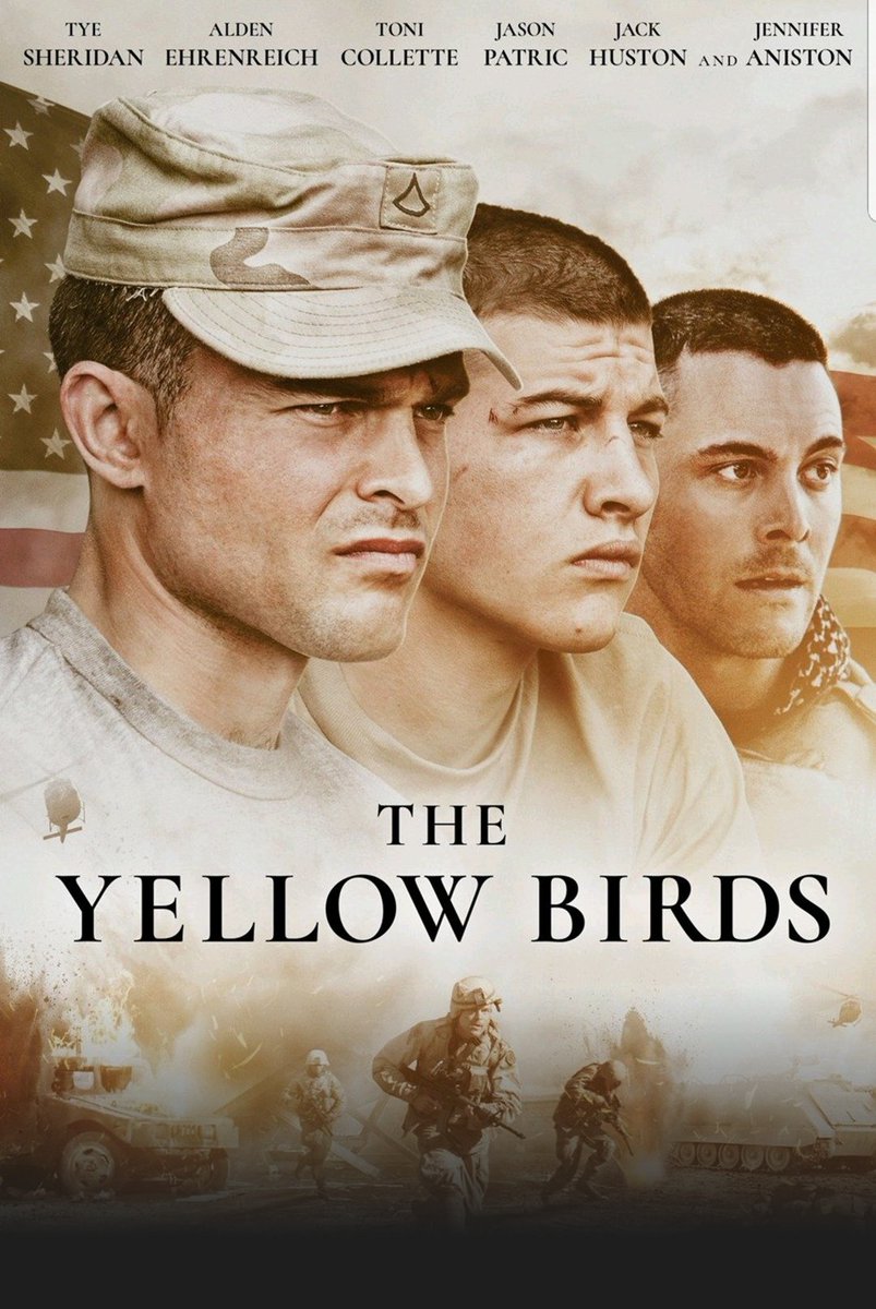 8_Sec_Film_Rev's tweet photo. "Like Moors's superior 'BlueCaprice', his latest builds a slow burn with haunting visuals & captures a distinct mood. The reveal though underwhelms & wastes a intricate performance by Ehrenreich. Needed more time to inject some heft into its weighty themes."⭐⭐ #TheYellowBirds https://t.co/Rbi70WWkNZ
