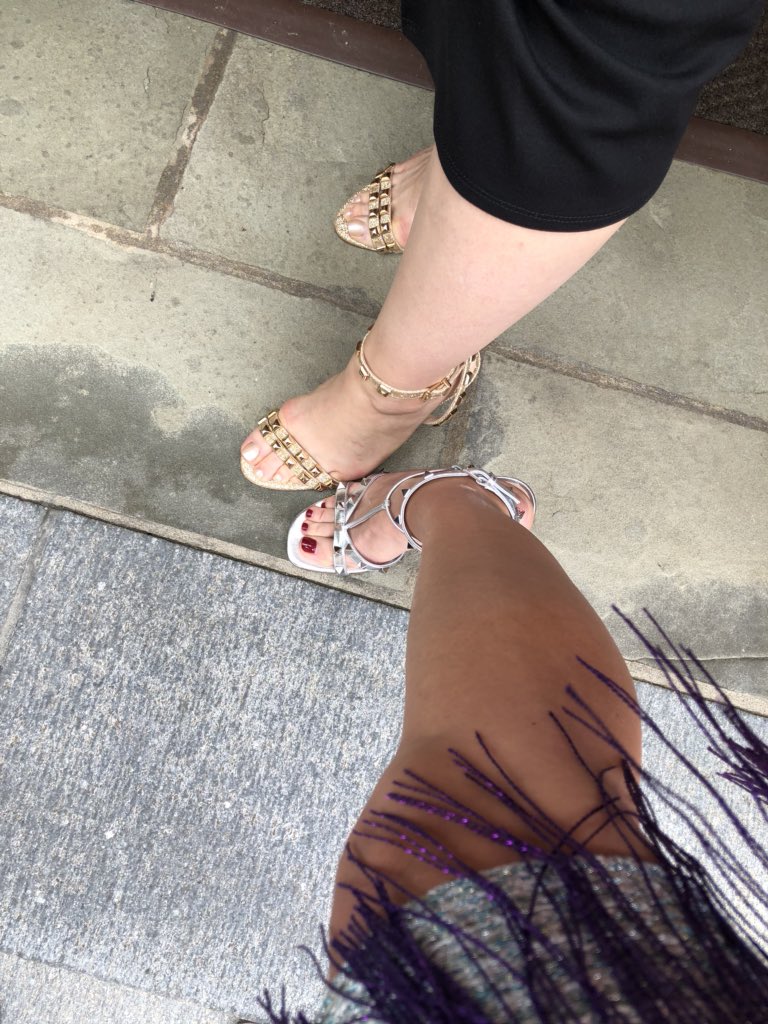 NicoleStoutPT's tweet photo. When you and your BFF vibe on the shoes. 👠 #shockednotshocked #fireandgasoline #separatedatbirth @HeatherLSL https://t.co/PzV6NRLq29