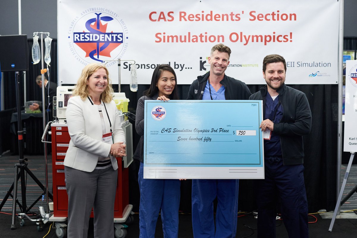 Congrats to the winners this year's CAS Residents' Simulation Olympics! Big thanks to all the participants, coaches, sponsors, and organizers. @CASUpdate First place: McMaster @McMasterU Second place: Ottawa @OttAnesthesia Third place: Dalhousie @Dal_Anesthesia