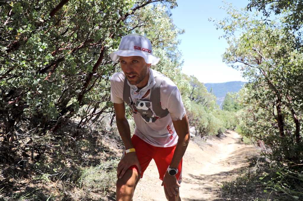 iRunFar's tweet photo. While basically on course record pace, François D’haene doesn’t look anywhere near as good as Walmsley. He’s 19 minutes back in second. #WS100 #PainCave https://t.co/BvVv8zY3d7