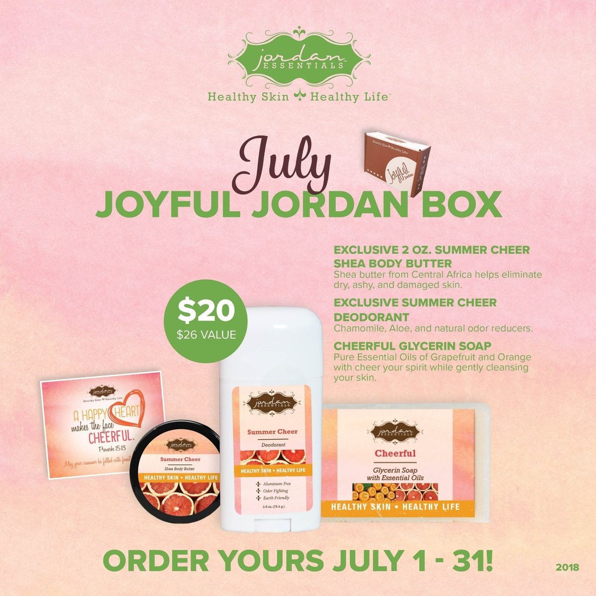 JordnEssentials's tweet photo. Summer Cheer Box is HERE!!  Exclusive Summer Cheer Deodorant, exclusive Summer Cheer Shea Body Butter, and a Cheerful Glycerin Soap sure to cheer up your summer!  

https://t.co/AFtiYqvXfg 

#jordanessentials #joyfuljordan #perkclub https://t.co/ctgIXAE3L8