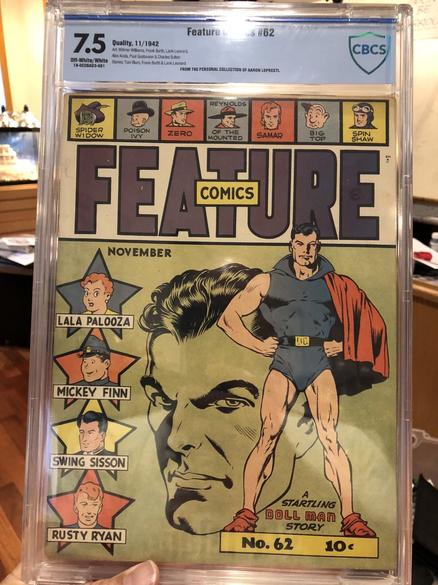 aaronlopresti's tweet photo. This one came back much better. Still a little lower than I hoped but not bad. #Dollman #FeatureComics 62. And another great #ReedCrandall cover. @1JohnLivesay @EthanVanSciver https://t.co/E2goceOI9b