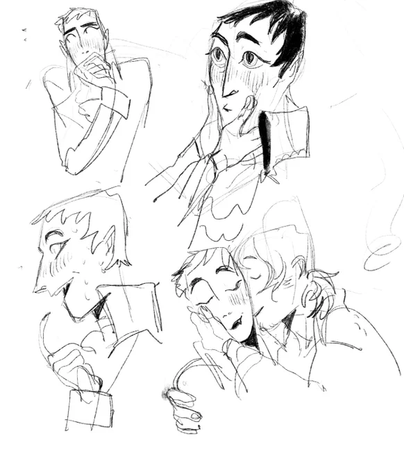 Drawing Beau again after a bit. In the story he's the one whose (accidentally) does the seducing so I thought it would be fun to draw him embarrassed lol 