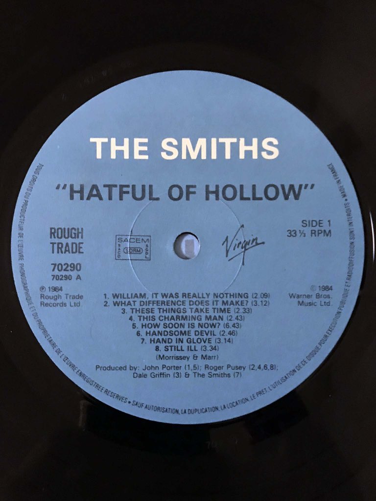 nishi03050305's tweet photo. The Smiths - Hatful Of Hollow (70290)
- Virgin France 1984 LP
- 1st sleeve no barcode
- Topac sleeve w/ green labels
#SmithsComparisons #TheSmiths #Morrissey #VirginFrance https://t.co/yPmfkK3Smp