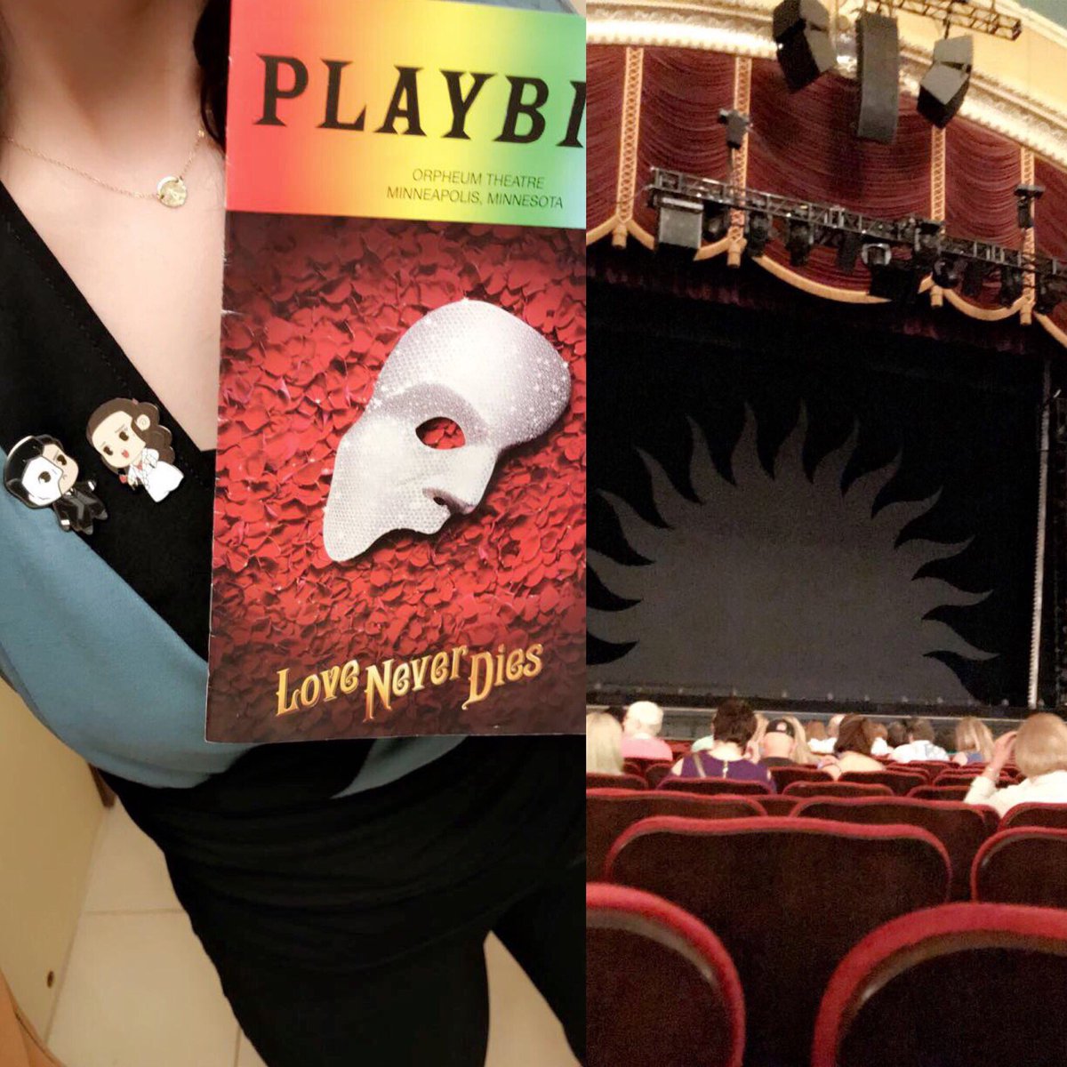 Shoutout to @SquadronGoalsCo who made this pin set. I absolutely HAD to wear it to the national touring production of @loveneverdies (along with my 🔥🔥🔥 @elhofferdesign baron wrap top) a little fandom mixin’ never hurt nobody...right?! #onceuponanothertime