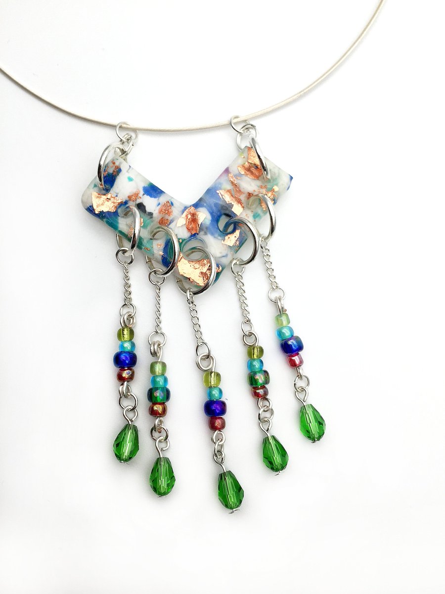 shinyque's tweet photo. 925 Sterling Silver necklet, fimo pendant, arrow pendant, blue/green collar, boho necklace, bib beaded fringe necklace, seed bead collar https://t.co/r1LuNurnET #ootd #Shinyque #Polymer clay #jotd #Shoppingonline #Etsy #ad #Fashion #ArrowPendant https://t.co/htMyFem139