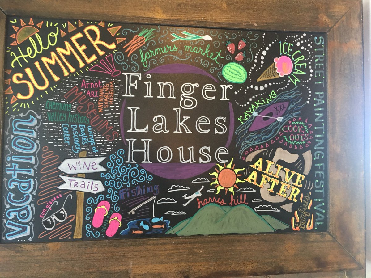 FingerLakesHse's tweet photo. Our resident artist created this chalk board tribute to summer in Elmira! I bet you’ll find something new to do in our beautiful city! https://t.co/wgKIrbCYQb