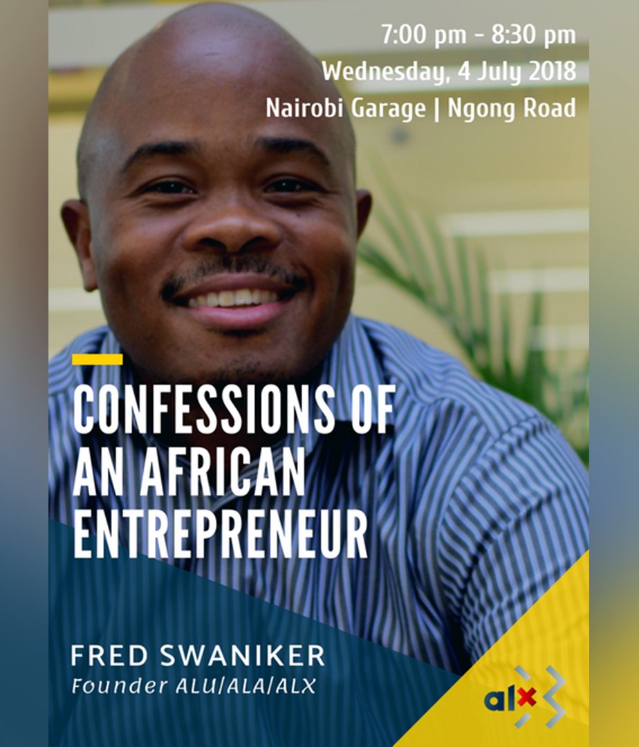 alx_africa's tweet photo. Come join us for a special evening with @alueducation Founder @FredSwaniker this Wednesday at 7 PM the @NairobiGarage  -- Be sure to RSVP here: https://t.co/ScXaIWBawt … https://t.co/3XjiyTPcgZ https://t.co/j834rK5C0U