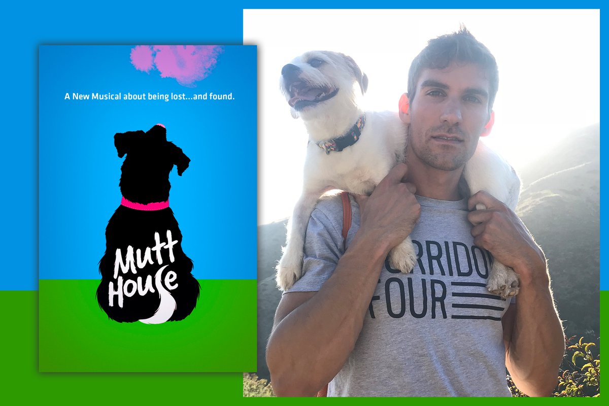 mutthouseLA's tweet photo. Meet the humans of #mutthousemusical: @benpalacios and his friend Charley. "I rescued Charley as a puppy. She’s likely a Jack Russell and Shih Tzu mix. I call her my “jack-shitz!” Catch Ben as the ultra-cool Digger in #mutthouse, the #newmusical starting 7/10 at @KDT! #LAthtr https://t.co/h061zKlomM