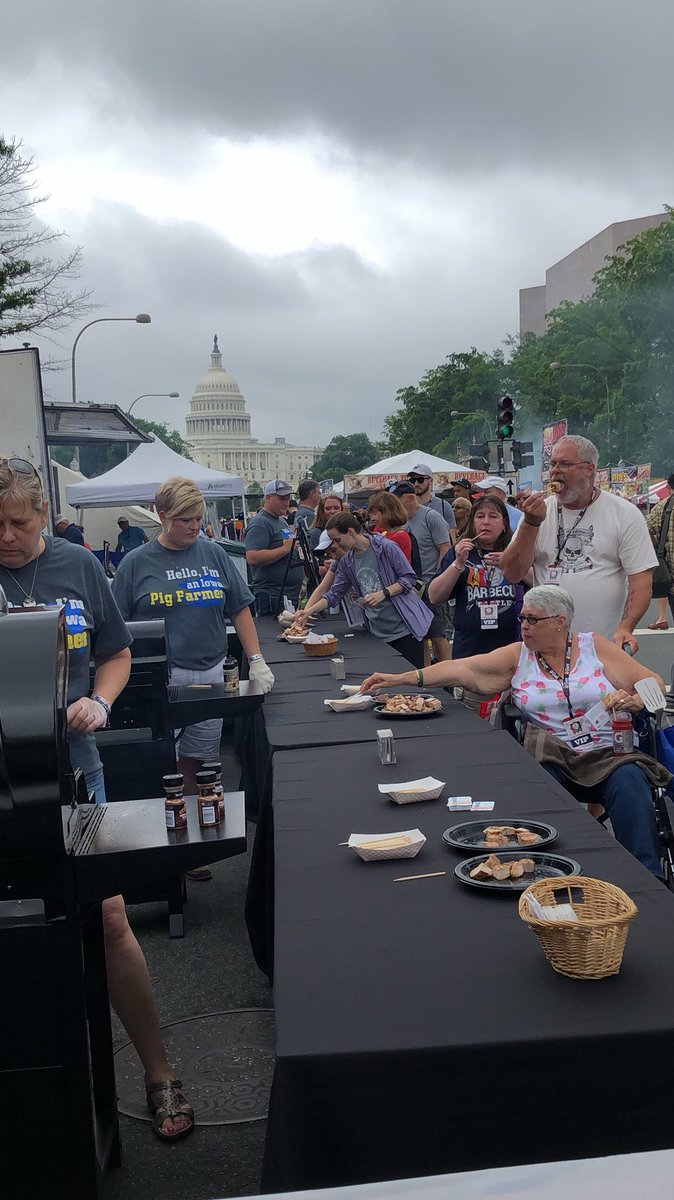 IowaPork's tweet photo. We’re with @NationalPork in Washington DC serving up pork loin &amp; ribs at the @BBQinDC !  We keep getting asked “how is this loin SO good?!” The answer is always 145! 🙌🏼 #IowaPork #145please https://t.co/K7NkSgVUAl