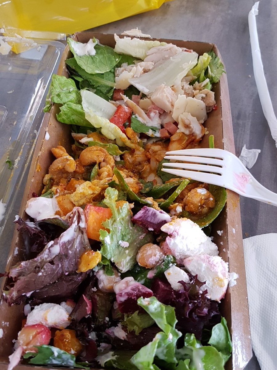 MidnightVict's tweet photo. Salad for lunch. Beetroot and feta, healthy butterless chicken salad, ceaser Salad and another I can't remember the name of but got it for Avocado. Nom nom. #sumosalad #HealthyEating #nomnomnom https://t.co/2XNZGgz2Bn