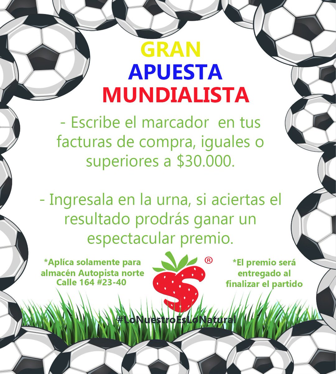 surtifruver's tweet photo. Vive el partido Colombia vs Polonia
En vivo en nuestro almacén de autopista norte.
Registra tus facturas este domingo 24 de Junio, acierta al marcador y... ¡GANA!
#LoNuestroEsLoNatural https://t.co/JiBD2RbAkw