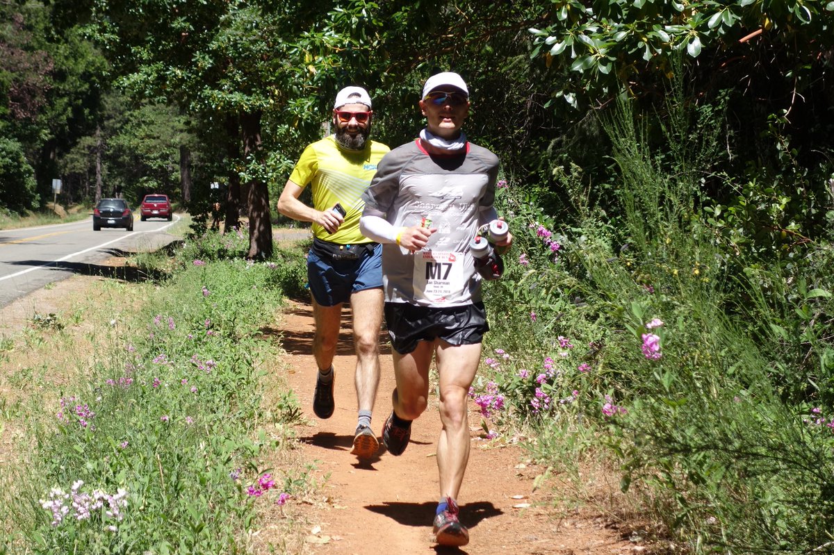 Watch out for Ian Sharman in 5th. He looks incredibly fresh at 56 minutes back from the lead. #WS100