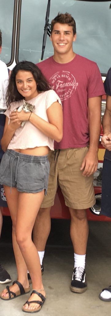 Unable to coax a baby kitten stuck underneath their car - this young couple drove to Station 1 around 4 PM today for help.  Without hesitation these Feline Friendly FF  “Detectives” sprang into action, found the lil guy stuck atop the fuel tank &amp; promptly named him “Muffler”