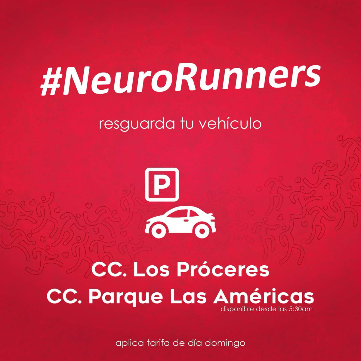 neurologico_gt's tweet photo. Recomendación para todos los #NeuroRunners 🏃🏻♂🏃🏻♀
Disfruta la #Carrera #CorreConElCorazón, utiliza los parqueos para dejar tu vehículo 🚗
Parque Las Américas abierto desde las 5:30 horas https://t.co/zscSzXKOnT