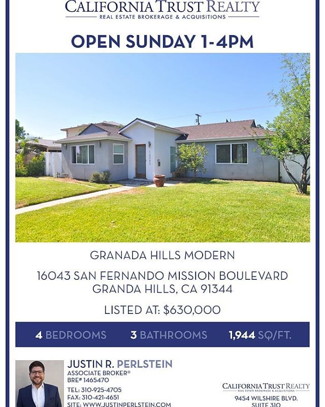 JustinPerlstein's tweet photo. New Listing! 4 Bed/3 bath, 1,944 sq/ft Granada Hills newly updated. The summer is here and the market is hot. Come see my new listing this Sunday 1-4pm. Virtual Tour: https://t.co/WF2bgh97ai 
#PerlsteinEstate #SocalRealEstate #JustinPerlstein #Californi… https://t.co/lbMlxBzrEs https://t.co/xVmqVw7hsN