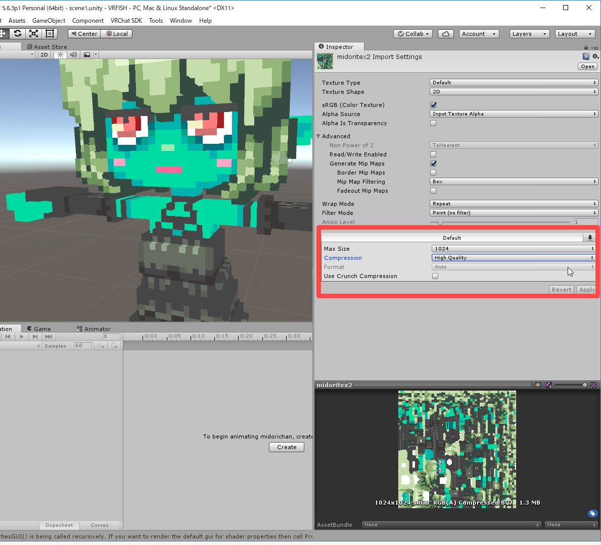 サンフィッシュくまの در توییتر はじめまして 本当に要らぬお世話というか本来は何の意味もない情報ですが Unity上でテクスチャ画像のインスペクターを開いてcompressionのクォリティを下げるといい感じにjpegめいた感じになります 物足りなければmaxsizeを下げる