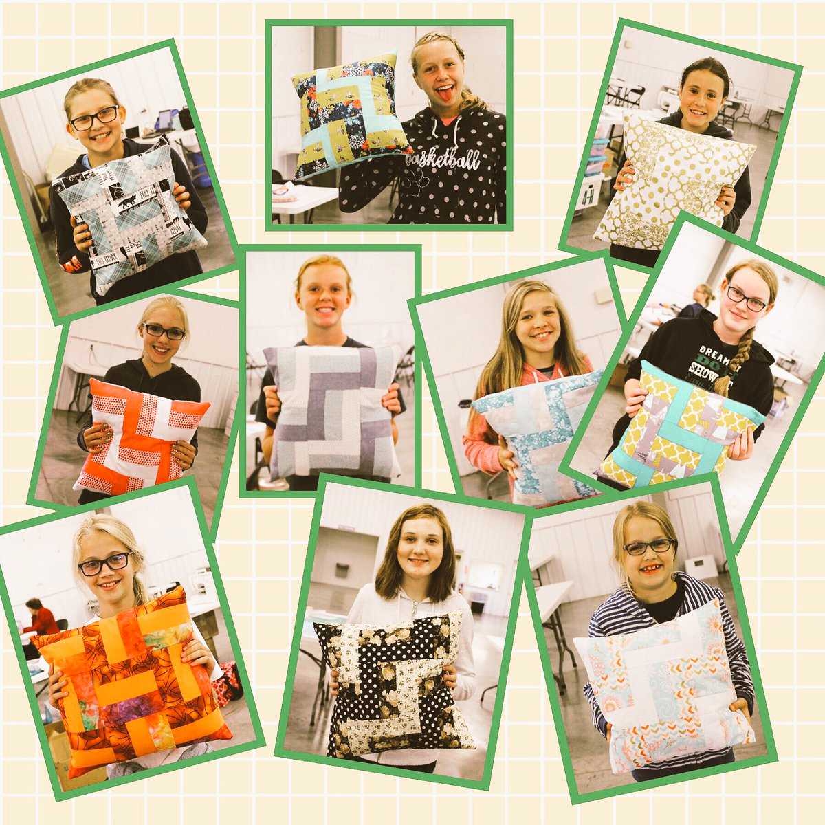ma_ma_pete's tweet photo. Youth learned how 2 use rotary cutter, pin & sew longer lengths of narrow fabric, sew 1/4 inch seams & piece together their pillow tops & sew envelope back. Who knew applied math could make such pretty pillows! #PolkCounty4H #40DaysOf4HFun #STEAM #NE4H #4HGrown #RailFencePillow https://t.co/uoHht2lYqV